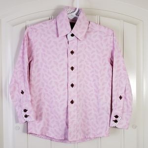 Elie Balleh Pink Feather Contrast-Cuff Button Up
